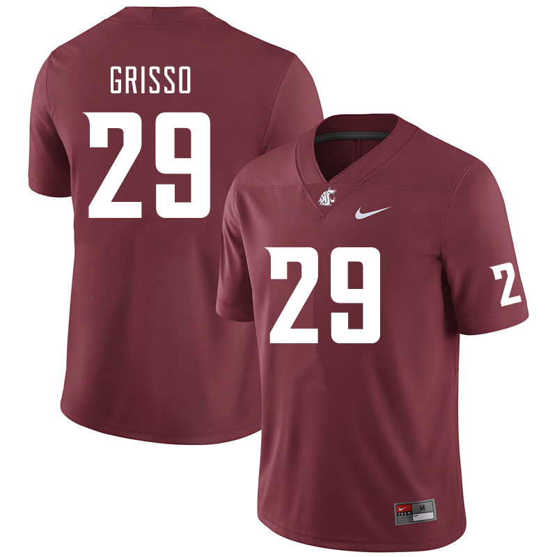 Men #29 Gatlin Grisso Washington State Cougars College Football Jerseys Sale-Crimson